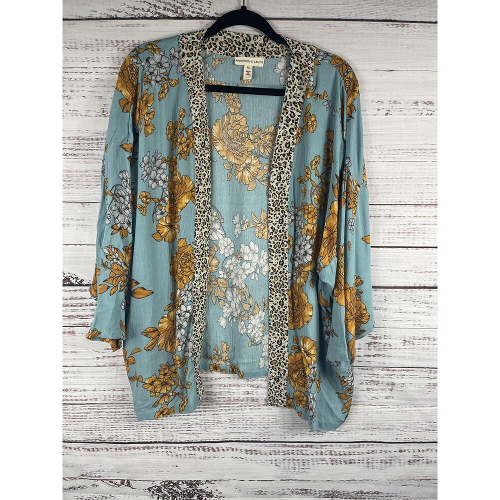 Andersen & Lauth Kimono Womens One Size Floral Open Cardigan Boho Chic Lightweig - Picture 2 of 8